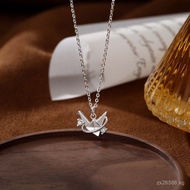 Elegant Fashionable Women's Versatile Light Luxury S999Necklace Design Thousand Paper Cranes Pure Si