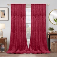 2 Panels Velvet Blackout Curtains for Bedroom Living Room Christmas Curtains Rod Pocket Soft Thermal