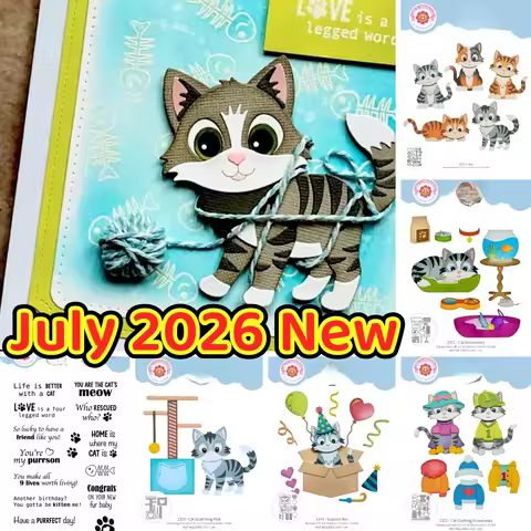 July 2026 New Cat Clothing Accessories Scratching Box Metal Cutting Dies Clear Stamps for DIY Making