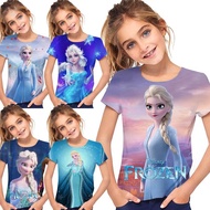 [Children's Clothing] Frozen Children's T-Shirt baju Elsa Girl (3-12 Years Old) Birthday Gift Summer