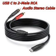 USB Type C to Dual RCA Audio Cable, USB C Male to 2RCA Male Aux Auxiliary Stereo Splitter Adapter Au