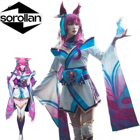 LOL Spirit Blossom Ahri Cosplay Costume Ahri Cosplay Wig Game LOL Ahri Costume Women Kimono Full Set