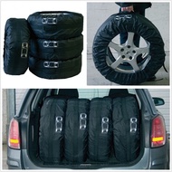 4 Pcs Black Nylon Car Pickup SUV Seasonal Tyre Spare Wheel Tyre Tire Storage Protection Cover Carry Bag 13";-16";