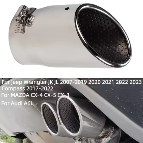 1PC Exhaust Tip Muffler For Jeep Wrangler JK JL 2007-2019 2020 2021 2022 2023 Compass 2017-2022 For 