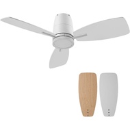 TALOYA 42inch Ceiling Fans with Lights and Remote Control, Quiet DC Motor, Double-Faced Blades, Modern Low Profile Ceili