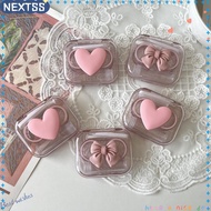 NEXTSS Bow Lenses , Plastic Transparent Contact Lens Box, Pink Storage Cosmetic Contact Lenses Box