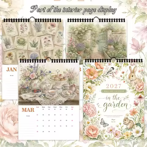 1pc 2027 Wall Calendar, Vintage Garden Theme, 12-Month Monthly Planner, Perfect Gift for Birthdays, 