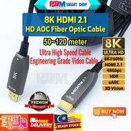 PDM Premium 8K 60Hz HDMI 2.1 Cable Fiber Optic 48Gbps Compatible 4K 120Hz HDR HDCP 30M 50M 60M 80M 100M 120M