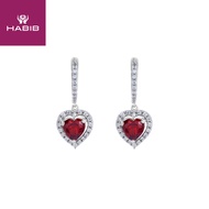 HABIB Heart Cut Garnet Gemstone and Diamond Earring in 375/9K White Gold 265610123(E)-GARN