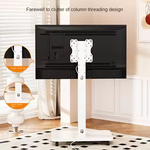Rolling TV Stand for 10-43 Inch TVs PC, Portable Mobile TV Cart on Wheels Universal Floor Stands wit
