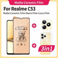 (3-in-1) For Realme C53 – Full Ceramic Protection Kit: Clear, Matte & Privacy Screen Films with Back