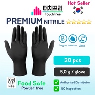 FOOD SAFE Premium Touch Free Nitrile Gloves 5 g Black Disposable, Non-latex powder-free kitchen cooking gloves
