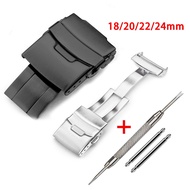 Watch Accessories 304L Stainless Steel Watch Strap Folding Buckle Clasp 18mm 20mm 22mm 24mm Solid Metal Button Deployment Buckle Clasp for Citizen