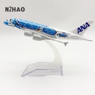 XUNYU4 1 bộ phim hoạt hình màu xanh Rùa Biển Airbus 380 A380 AIRWAYS hợp kim kim loại diecast máy ba
