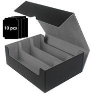 3 Rows Deck Box Card Box Dice Storage Box PU Leather Pokemon Card Holder Trading Cards for Magic Gam