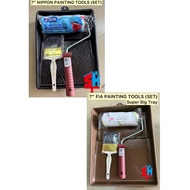 7”NIPPON / FIA ROLLER, TRAY , GOLDLINER 3” BRUSH PAINTING TOOLS SET