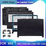 NEW Laptop Top Case For MSI GF66 MS-1581 1582 Katana GF66 LCD Back Cover/Front Bezel/HInges/Palmrest/Bottom Case Black 15.6 Inch AAKK Shop