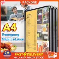 PACKONE 🔥A4 Menu Cover Restaurant Cafe Transparent Clear Menu Holder PVC Book