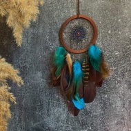 手工製作的棕綠松石捕夢網 - 正宗的美國原住民設計