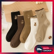 Gratis Ongkir - Kaos Kaki Panjang Motif Beruang / Socks Fashion Korean / Kaos Kaki Gaya Wanita Korea