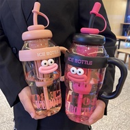 1300ml cute water bottle, large capacity sports water cup, coffee cup with handle and tea drainage c