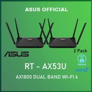 Asus RT-AX53U AX1800 (2 Pack) Dual Band WiFi 6 Router with AiMesh-AX53