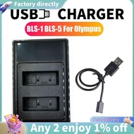 BLS-1 BLS-5 USB Dual Battery Charger for  Camera PS-BLS1 BLS-50 PS-BLS5 -D E-M10 Pen E-PL2 E-PL5 E-P