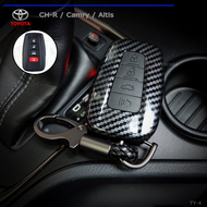 🔥Premium KEY🔥เคสกุญแจรถยนต์ TOYOTA TY4 ปลอกกุญแจรถยนต์โตโยต้า COROLLA CROSS / CH-R / CAMRY  เคสกุญแจรถแบบ Smart key (กดสตาร์ท2-4ปุ่ม) แถมฟรี พวงกุญแจรถยนต์แบบถัก