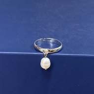 แหวนไข่มุกแท้ ฟรีไซส์ free style ชุบทองคำขาว real pearl ring free size