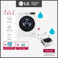 [Bulky] LG FV1410H3W 10/6kg Front Load Washer Dryer in White + LG TV2425NTWW Mini Washer 2.5kg in Blue White + 5 Boxes of Fiji Power Laundry Detergent Sheet + 3 Litre of Baience First Clean Detergent+ $50 Grocery Voucher + Free Delivery