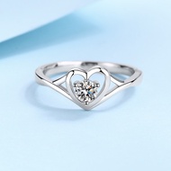 S925 silver ring female moissanite fell in love with a heart. gold plated