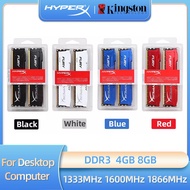 2Pcs Kit RAM (2X4GB) (2X8GB) hyperX Fury Memoria DDR3 Ram 1866 1600 1333MHZ หน่วยความจำเดสก์ท็อป16GB 8GB PC3-10600 PC3-12800 PC3-14900 240 Pins 1.5V DIMM Gaming Memory