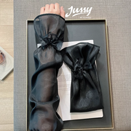 Ống Găng Tay Satin Lụa Cao Cấp Đính Nơ Xinh Xắn JG30 Jussy Official Găng Tay Chống Nắng Nữ Nhiều Màu