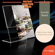 MOJOMORE Acrylic Stand A4 / A5 / A6 Size <L  and T Shape> Menu Paper Poster QR Code Frame Holder Dis
