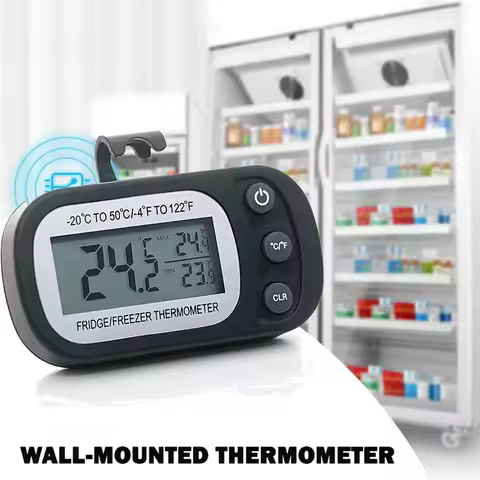 Fridge Thermometer with Hook Anti-Humidity Refrigerator Freezer Electric Digital Thermometer Tempera