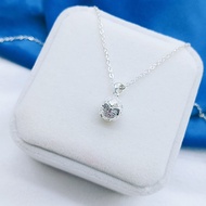 S925 Genuine Silver Pendant Necklace Set 925純銀圓形花式項鏈組 Set Rantai Leher+Loket P-095