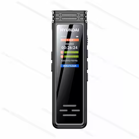 Hyundai E388 Professional Dictaphone Clip HD Stereo Noise Reduction Voice-Activated Dual Mic Recorde