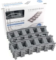 Trixbrix Curved Tracks R56 Box 8pcs Compatible with Lego City Train Sets 60197 60198 10277 60205 602