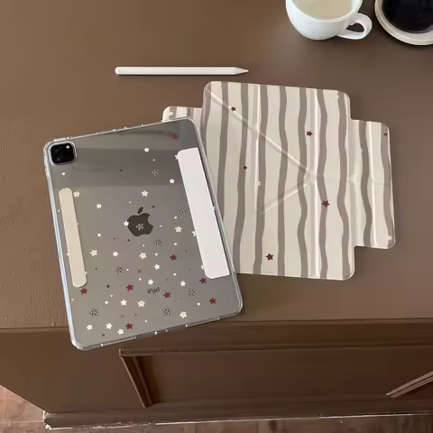 Brown Full Screen Stripe Y2K Cover For iPad Pro 13 11th M5 M4 12.9 A16 10 8 7 9th 10th Air 11 M2 M3 