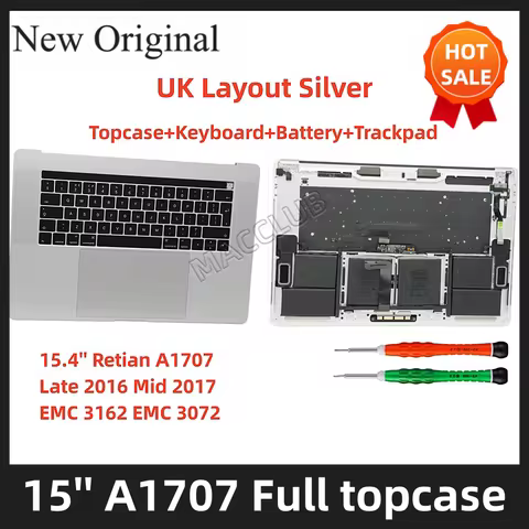 European layout UK A1707 keyboard+topcase+ battery+trackpad for MacBook Pro A1707 2016 2017 EMC 3162