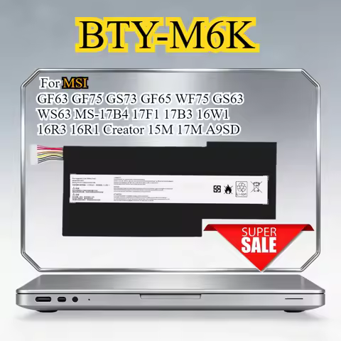 BTY-M6K Laptop Battery For MSI GF63 GF75 GS73 GF65 WF75 GS63 WS63 MS-17B4 17F1 17B3 16W1 16R3 16R1 C