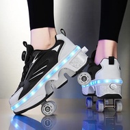 Men's Automatic Retractable Roller Shoes Unisex 4-wheel Roller Skating Shoes Fashion Dual-Purpose Sn
