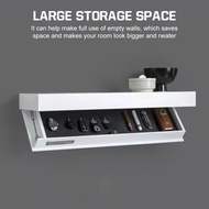 Solid Wood Floating Shelf with Hidden Compartment Wall-Mounted Storage Rack Home Decor