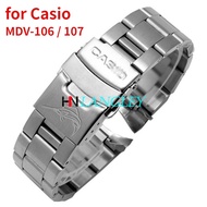 22mm Solid Stainless Steel band for Casio MDV 106 MDV 107 Watch Strap 2784 metal Cueve End Bracelet Replacement with Logo
