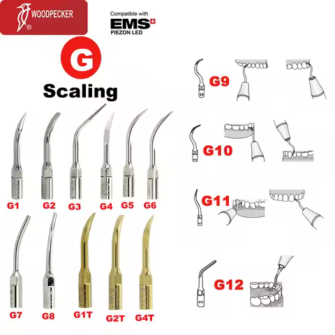 Woodpecker Dental Ultrasonic Scaler Tips G1/G2/G3/G4/G5/G6/G7/G8/G9/G10/G11/G12 Scaling Tip For EMS 