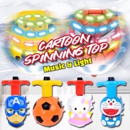 Cartoon Spinning Tops Toy Spinner Gyro With Music Laser Flash Light for Kids, Gasing Kartun