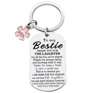 Unique Bestie Gifts,Bestie Flowers,Best Friend Keychain,Birthday Keyring,Good True Friends Friendshi