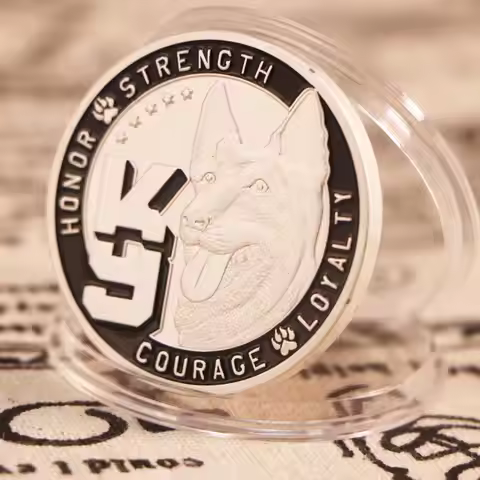 USA Army Police Dog K9 Silver Commemorative Coins Dedicated to Loyalty Guardian Honor Challenge Coll