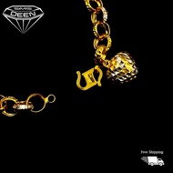 SMS DEEN Rhodium Ring with Heart Bracelet, ±10.4-11.9GM - Gold 916 Emas - Rantai Tangan Sauh Kendi L