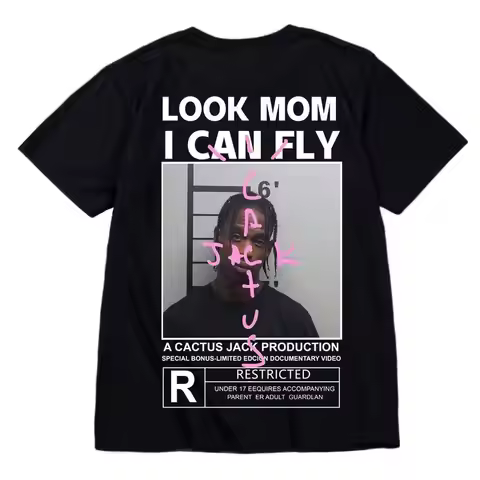 HOT SALE Cactus Jack T-shirt High Quality Cotton Men Women LOOK MOM I CAN FLY Tee ASTROWORLD Hip Hop